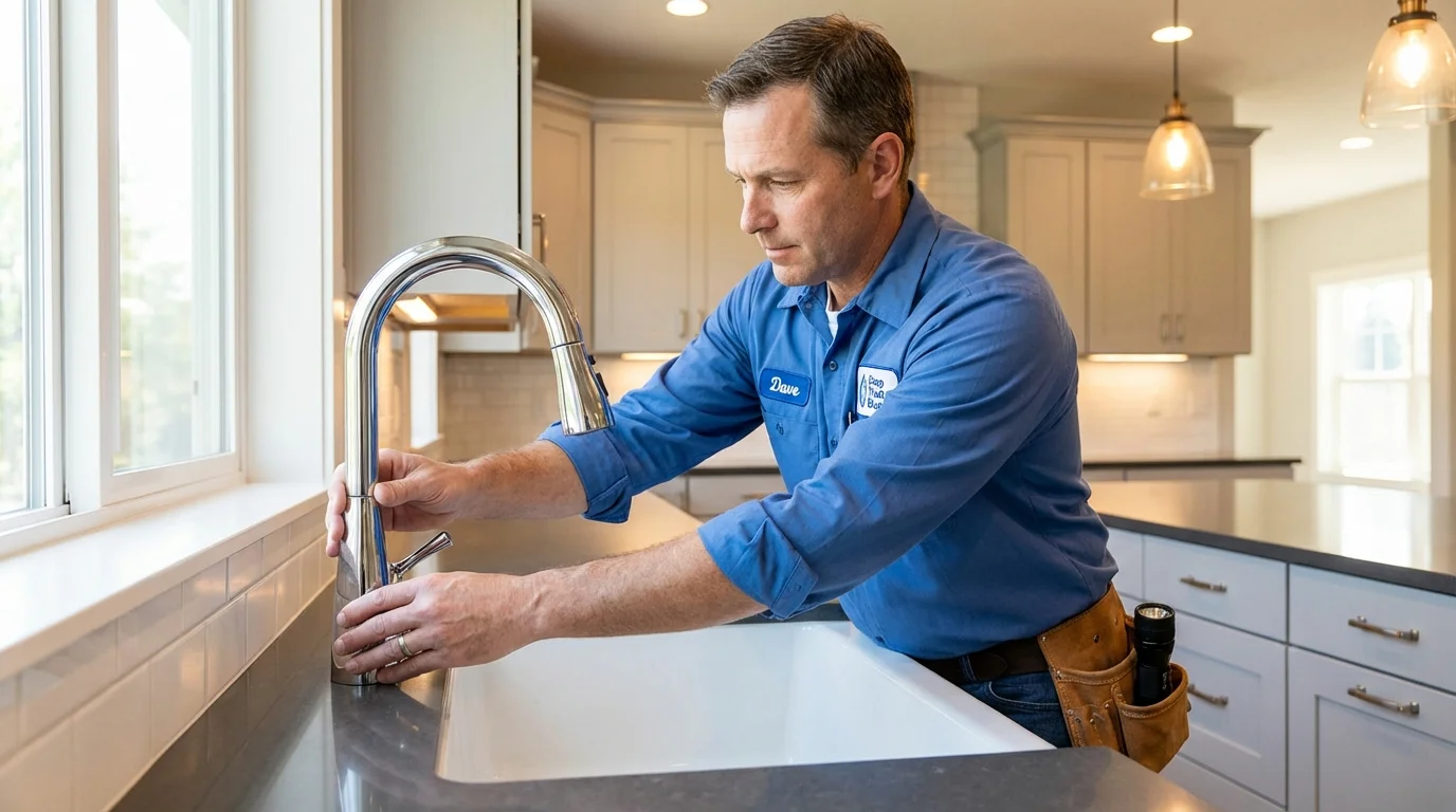 Kitchen faucet installation by Johns Plumbing LLC in Falmouth